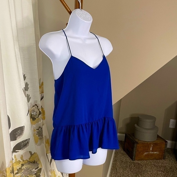 𝅺EXPRESS Royal Blue Peplum Tank Size Small - Picture 1 of 4